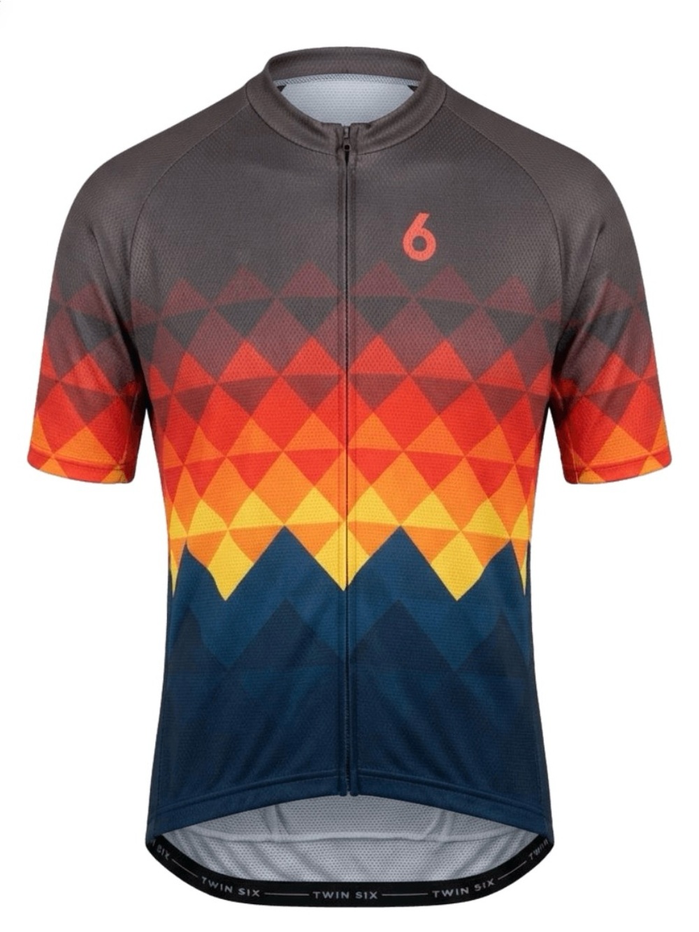 Twin Six Geometric Gradient Cycling Jersey - Orange, Yellow, Navy XL
